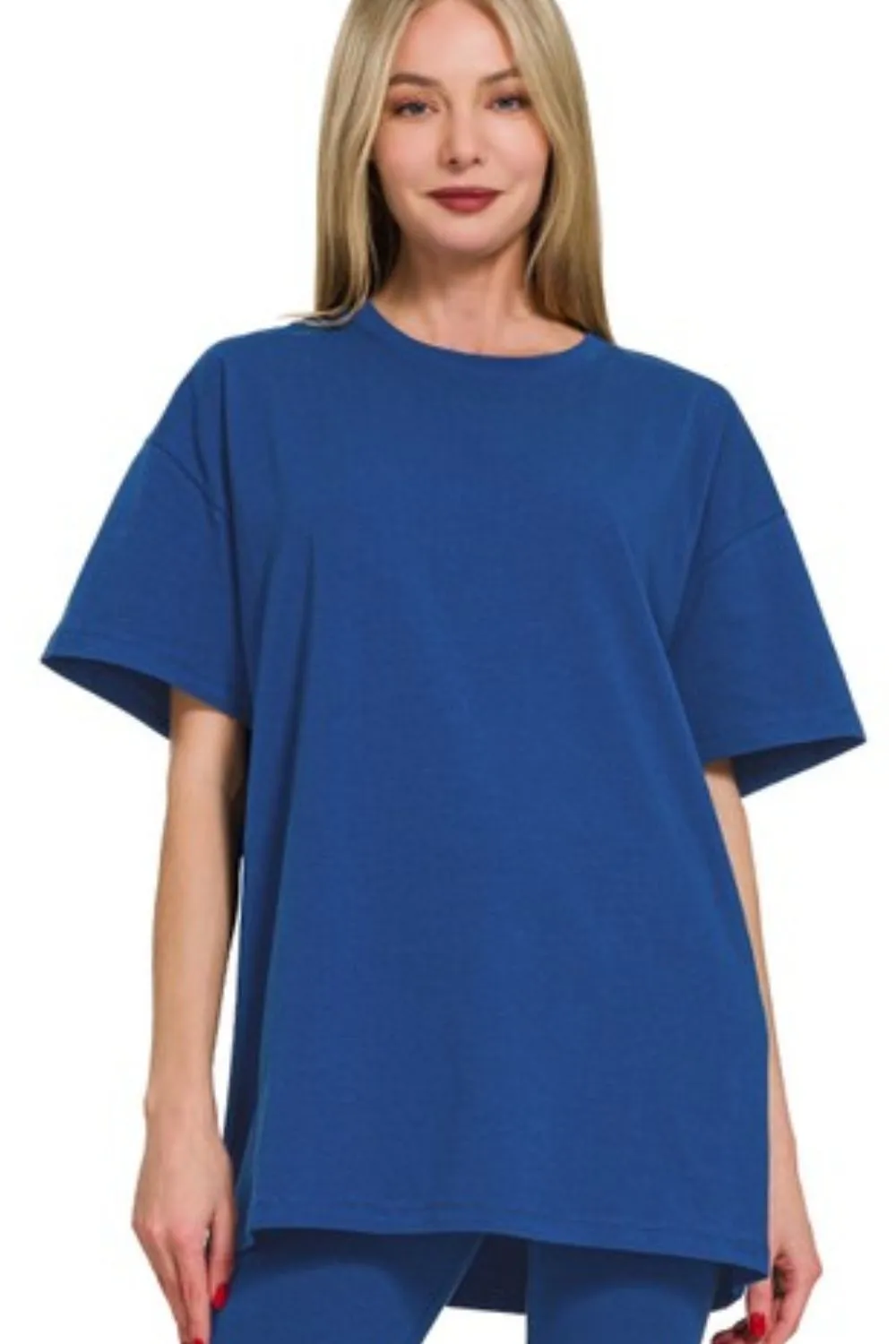 Zenana Cotton Round Neck Top & Legging Set