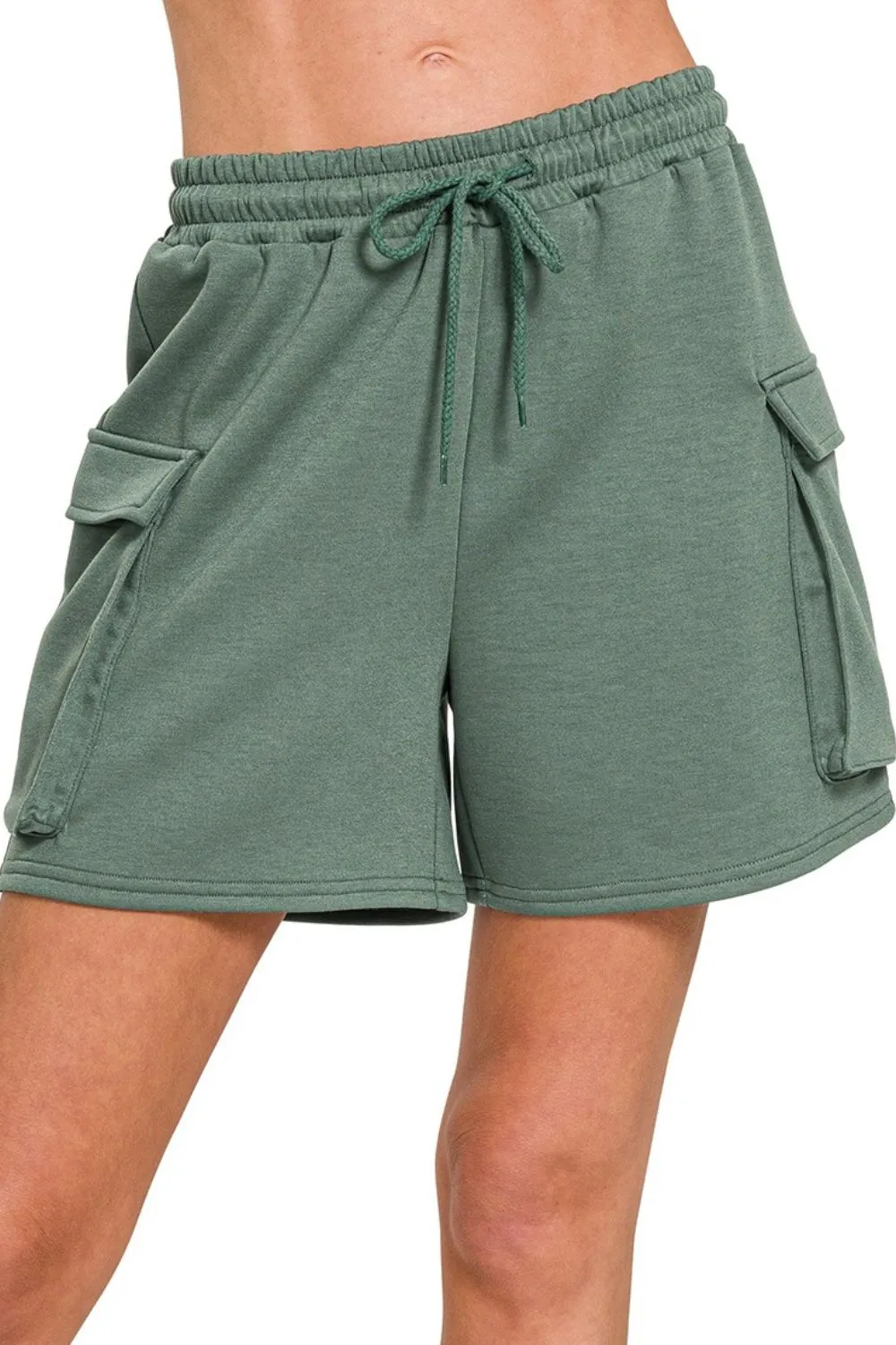 Zenana Scuba Thigh Pocket Shorts
