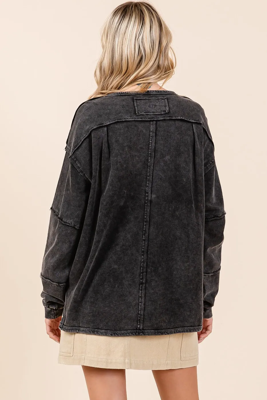 Mittoshop Star Graphic Mineral Wash Long Sleeve Top