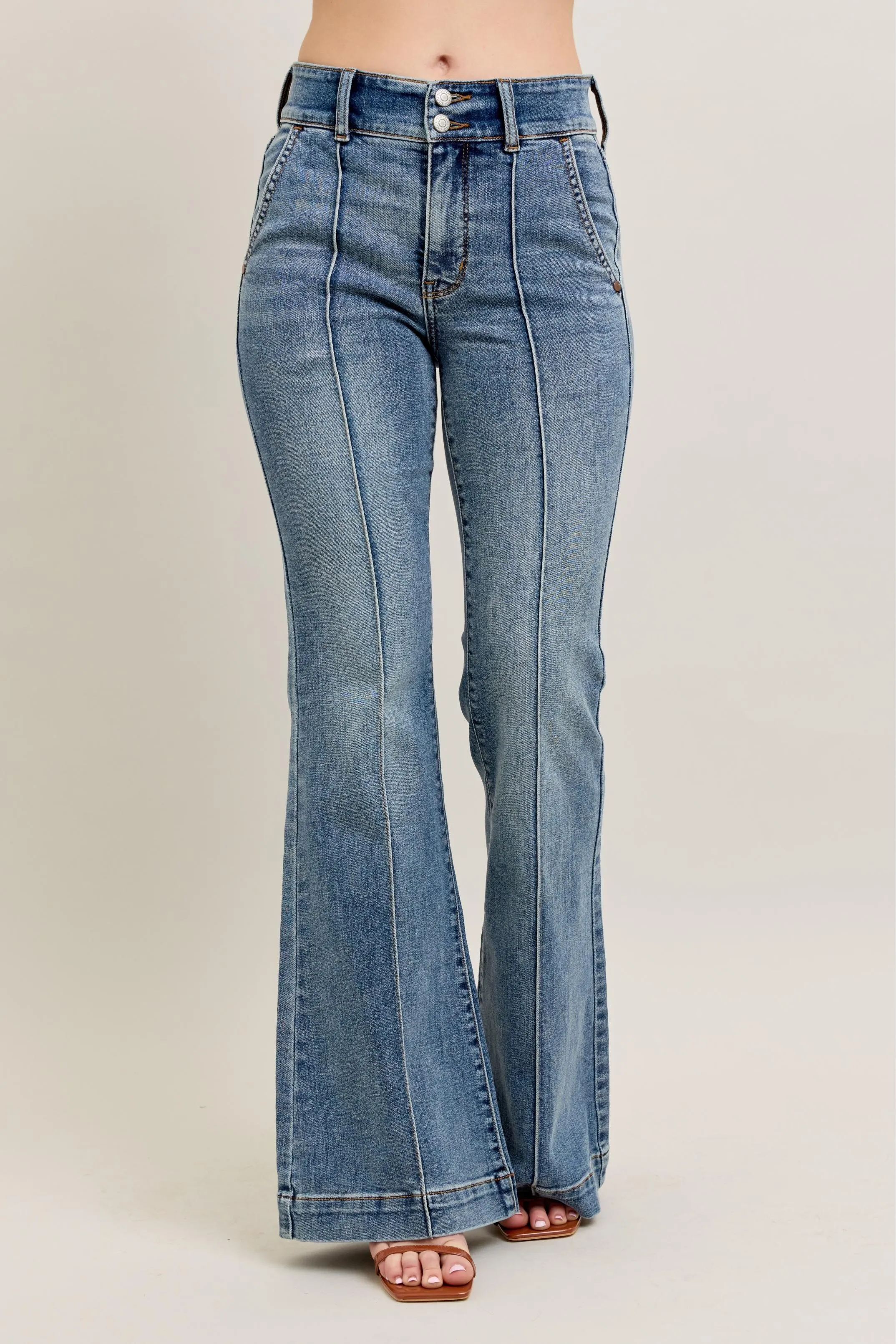 Judy Blue Full Size High-Waist Flare Denim Jeans with Front Seam Detail Plus Size