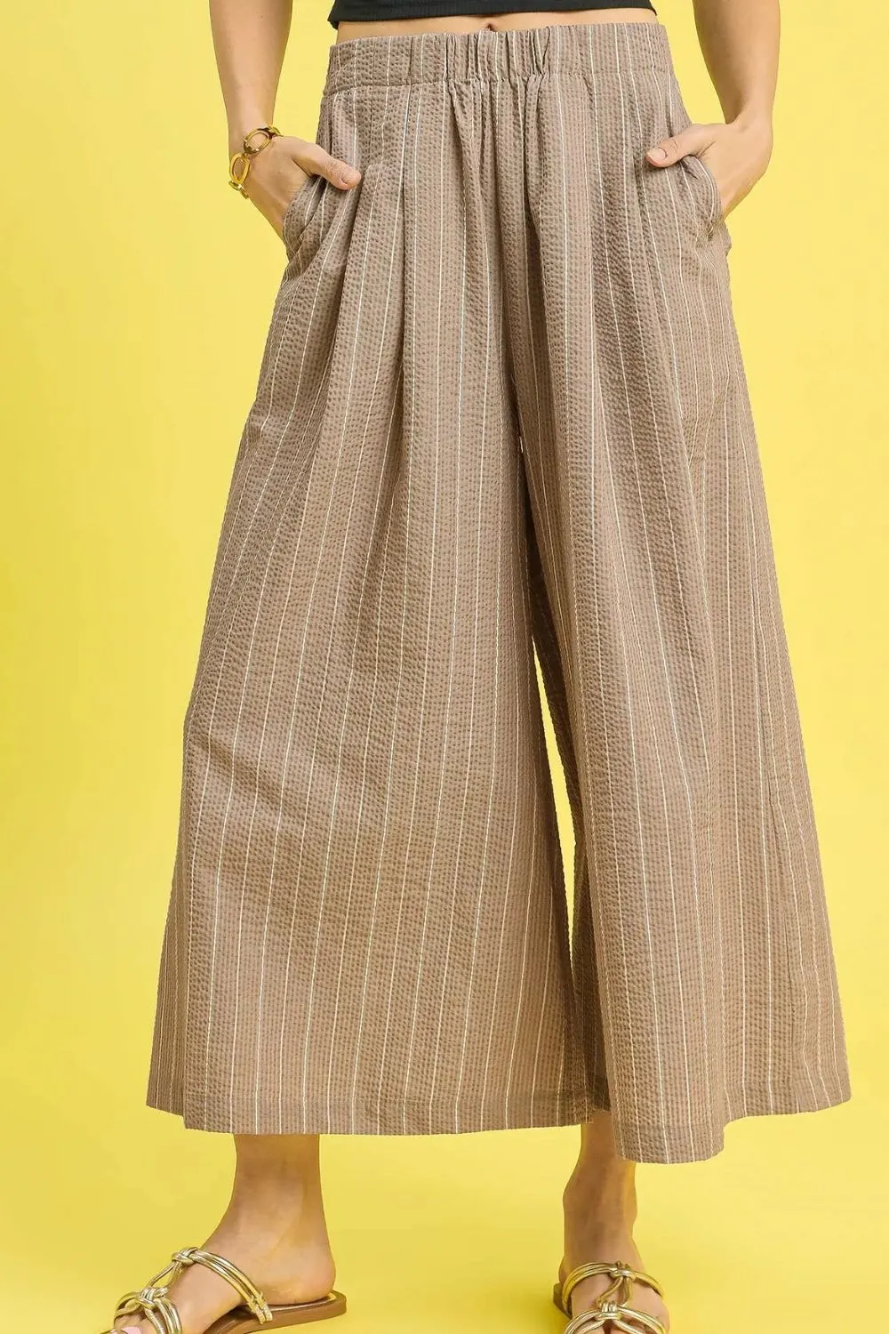 Umgee Pinstripe Crop Palazzo Pants