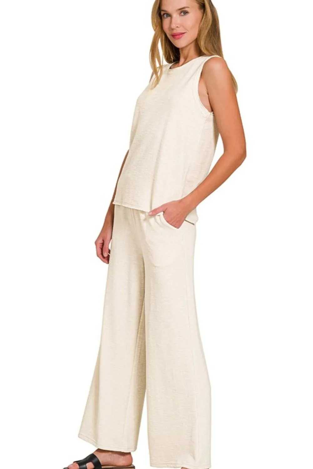 Zenana Cotton Slub Tank & Pants Set