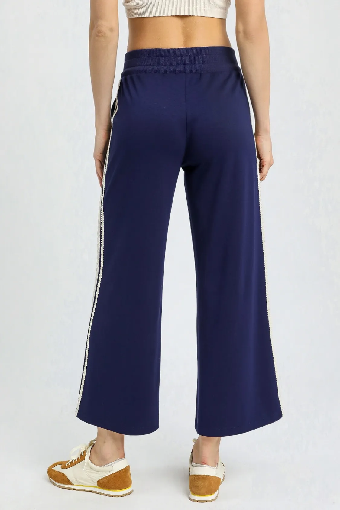 Umgee Wide-Leg Pants with Lace Trim