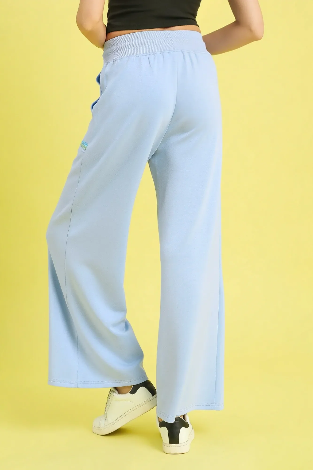 Umgee Drawstring Wide Leg Pants with Scallop Trim Detail