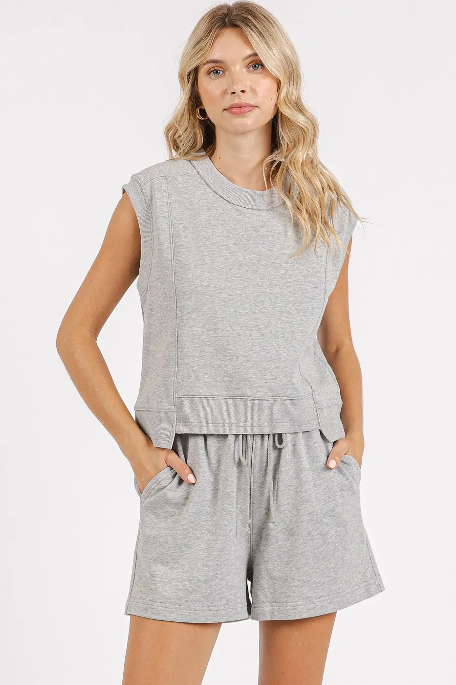 Mittoshop French Terry Crew Neck Top and Shorts Set