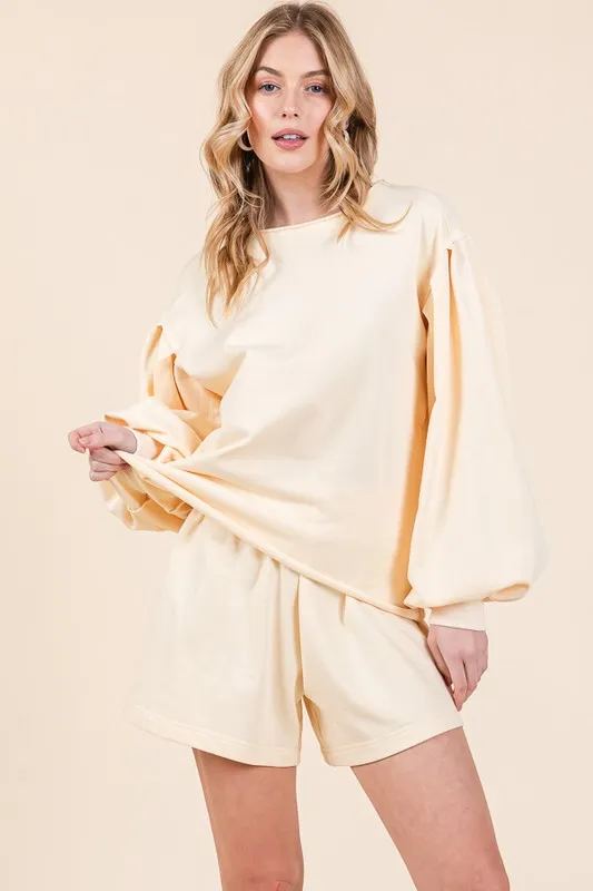 Lime 'N' Chili French Terry Sweatshirt and Shorts Set