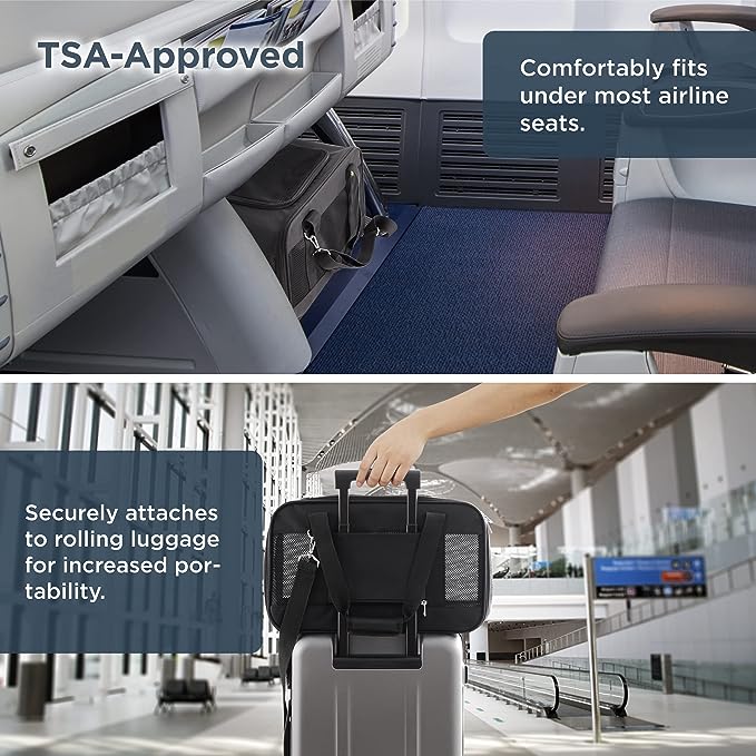 Lesure Cat Dog Carrier Airline Approved - Dog Carrier for Small Dogs Collapsible Soft Side TSA Approved Travel Pet Carrier for Car, Grey, 17.5x11x11