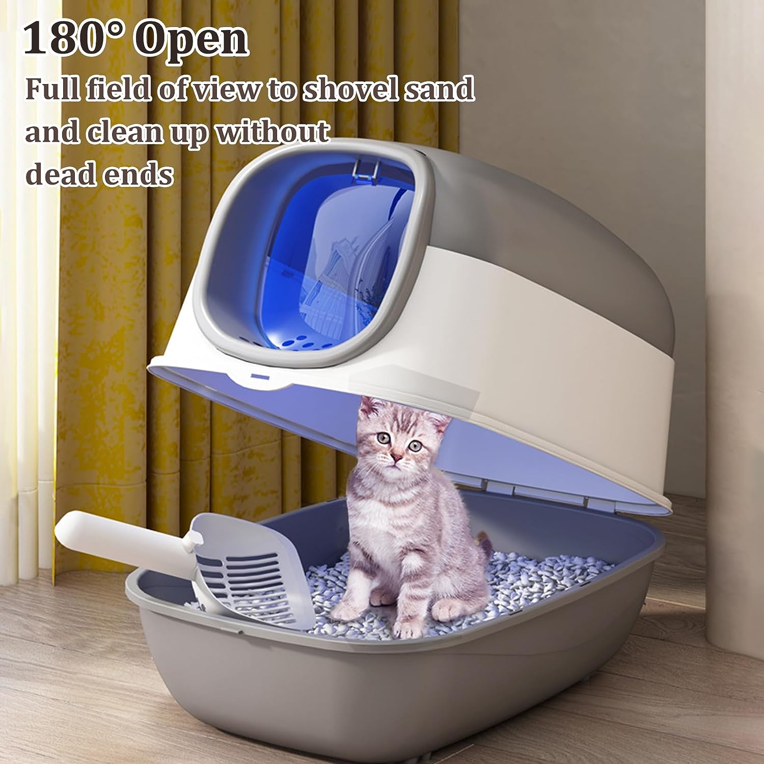 kathson Foldable Cat Litter Box with Lid Large Covered Cat Litter Box