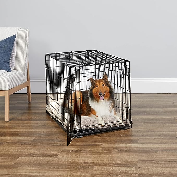 MidWest Homes for Pets Newly Enhanced Single & Double Door iCrate Dog Crate, Includes Leak-Proof Pan, Floor Protecting Feet , Divider Panel & New Patented Features