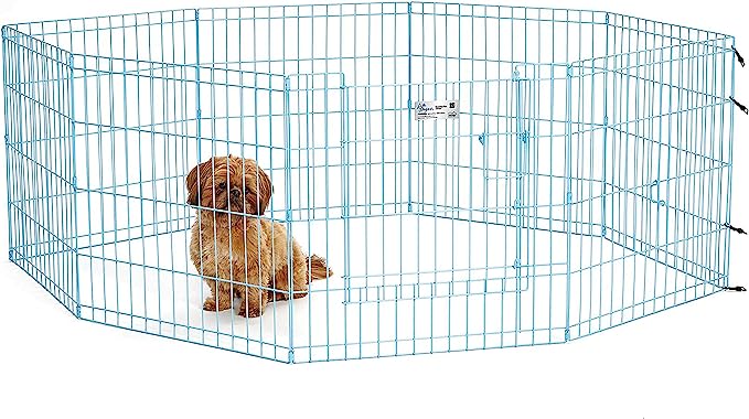 MidWest Homes for Pets Foldable Metal Dog Exercise Pen / Pet Playpen. Black w/ door, 24'W x 30'H, 1-Year Manufacturer's Warranty