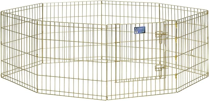 MidWest Homes for Pets Foldable Metal Dog Exercise Pen / Pet Playpen. Black w/ door, 24'W x 30'H, 1-Year Manufacturer's Warranty