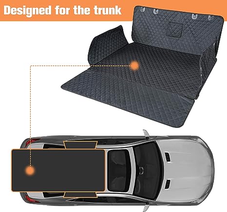 PETICON SUV Cargo Liner for Dogs, Waterproof Pet Cargo Cover Dog Seat Cover Mat for SUVs Sedans Vans with Bumper Flap Protector, Non-Slip, Large Size Universal Fit, Black