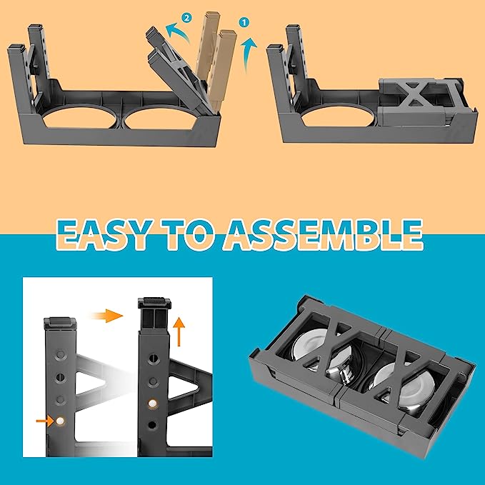 Niubya Elevated Dog Bowls with 2 Stainless Steel Dog Food Bowls, Raised Dog Bowl Adjusts to 5 Heights (3.15