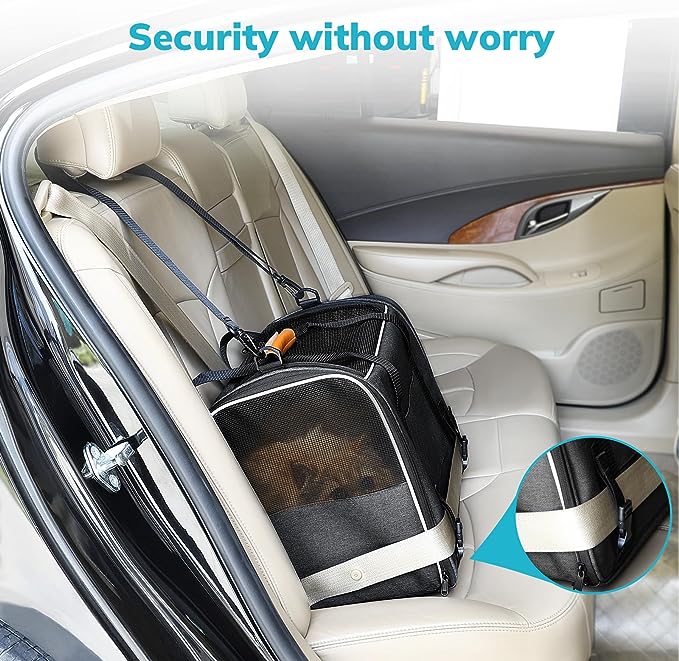 Pet Travel Carrier Bag, Morpilot Portable Pet Bag - Folding Fabric Pet Carrier, Travel Carrier Bag for Dogs or Cats, Pet Cage with Locking Safety Zippers, Foldable Bowl, Airline Approved