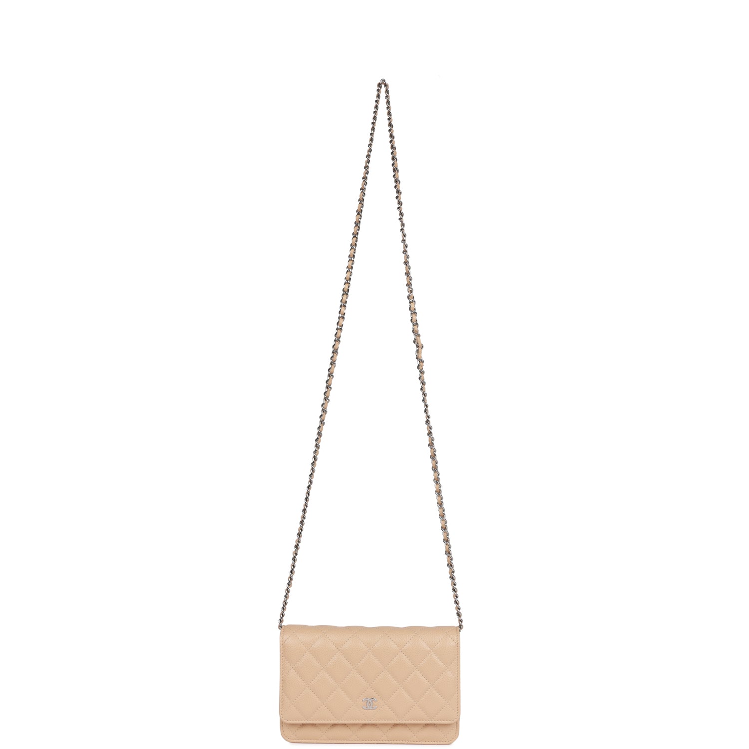 Chanel Wallet on Chain WOC Beige Caviar Silver Hardware
