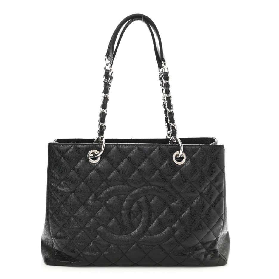 Caviar Quilted Grand Shopping Tote GST Black