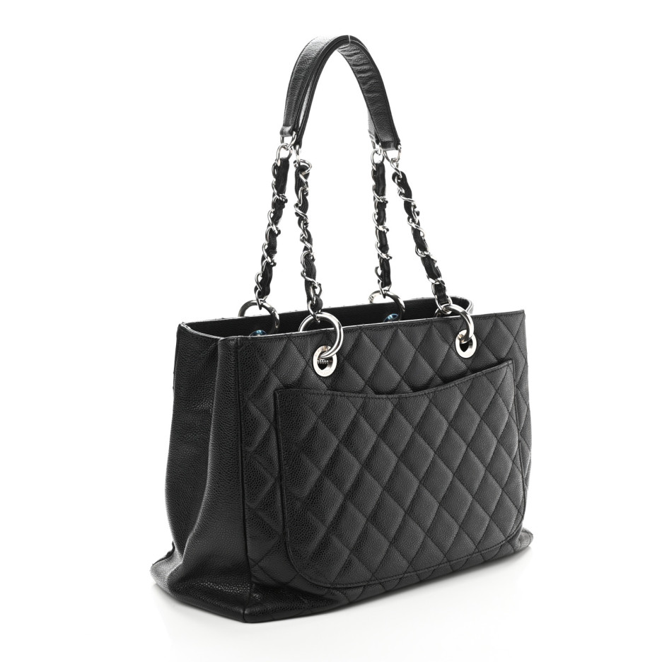 Caviar Quilted Grand Shopping Tote GST Black