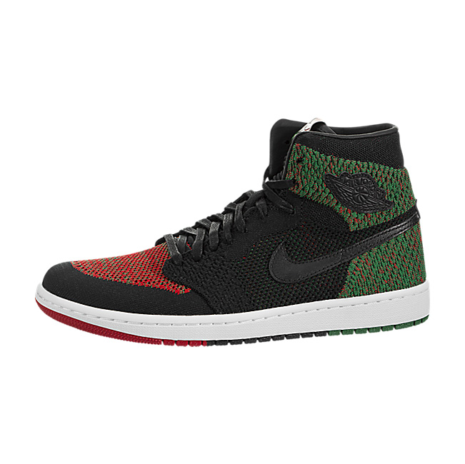 Air Jordan 1 Retro High Flyknit (BHM) - Black / Pine Green-Red