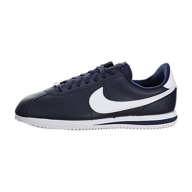 Nike Cortez Basic Leather - Obsidian / Metallic Silver-White