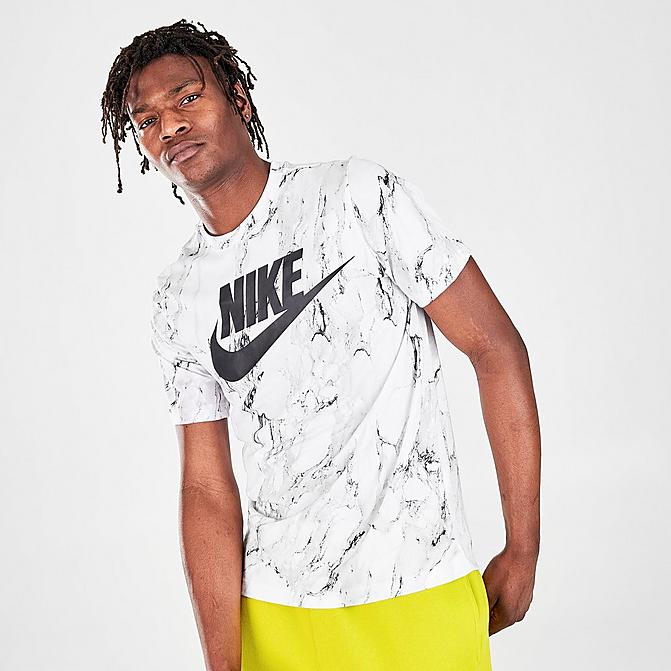 Men's Nike Swoosh Allover Marble Print Basketball T-Shirt