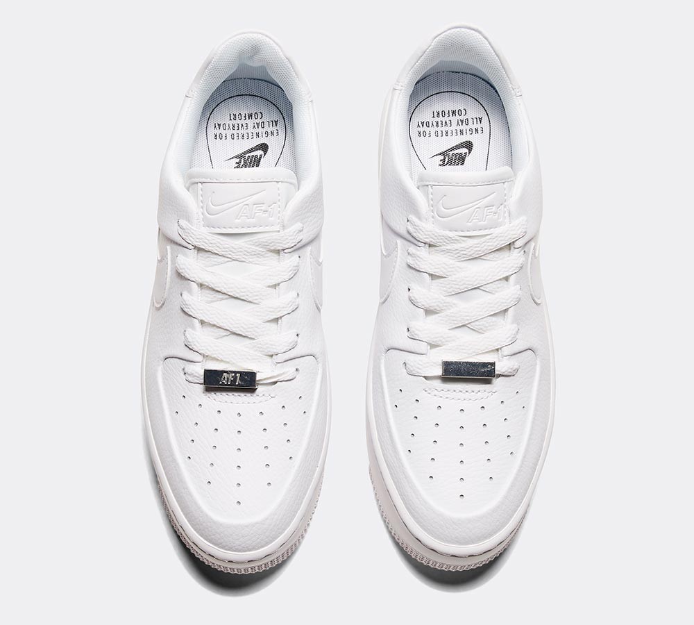 Nike Womens Air Force 1 Sage Low Trainer - White / White / White