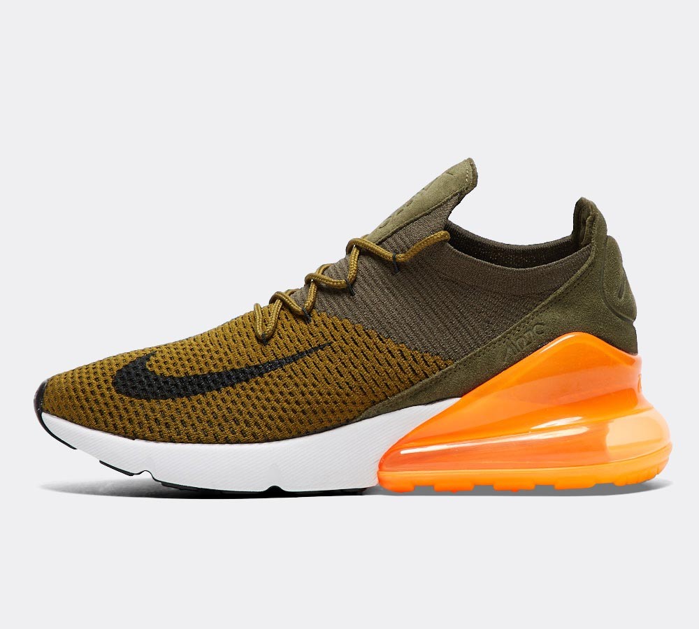 Nike Air Max 270 Flyknit Trainer - Olive Flak / Black