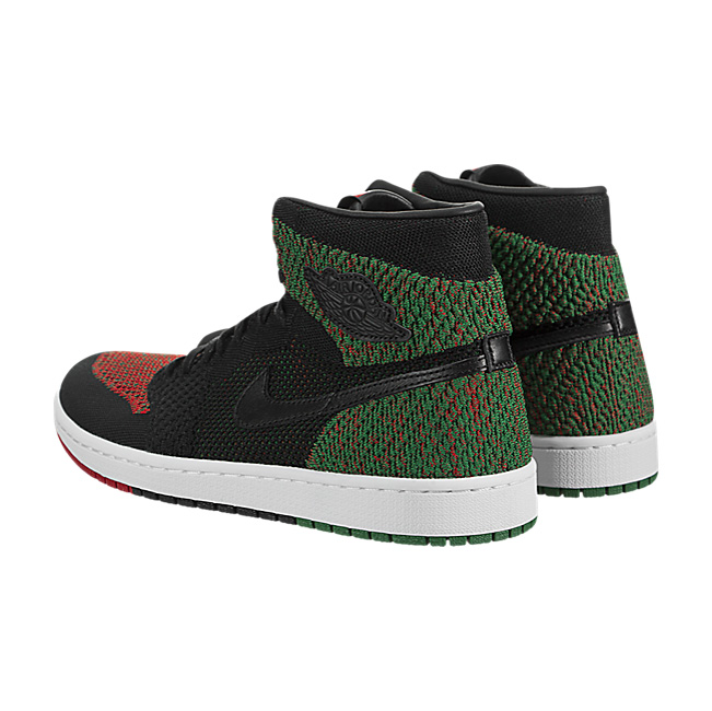 Air Jordan 1 Retro High Flyknit (BHM) - Black / Pine Green-Red