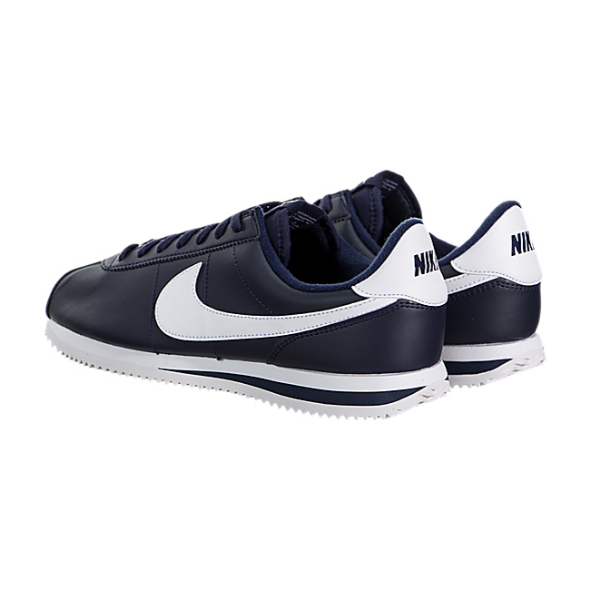 Nike Cortez Basic Leather - Obsidian / Metallic Silver-White
