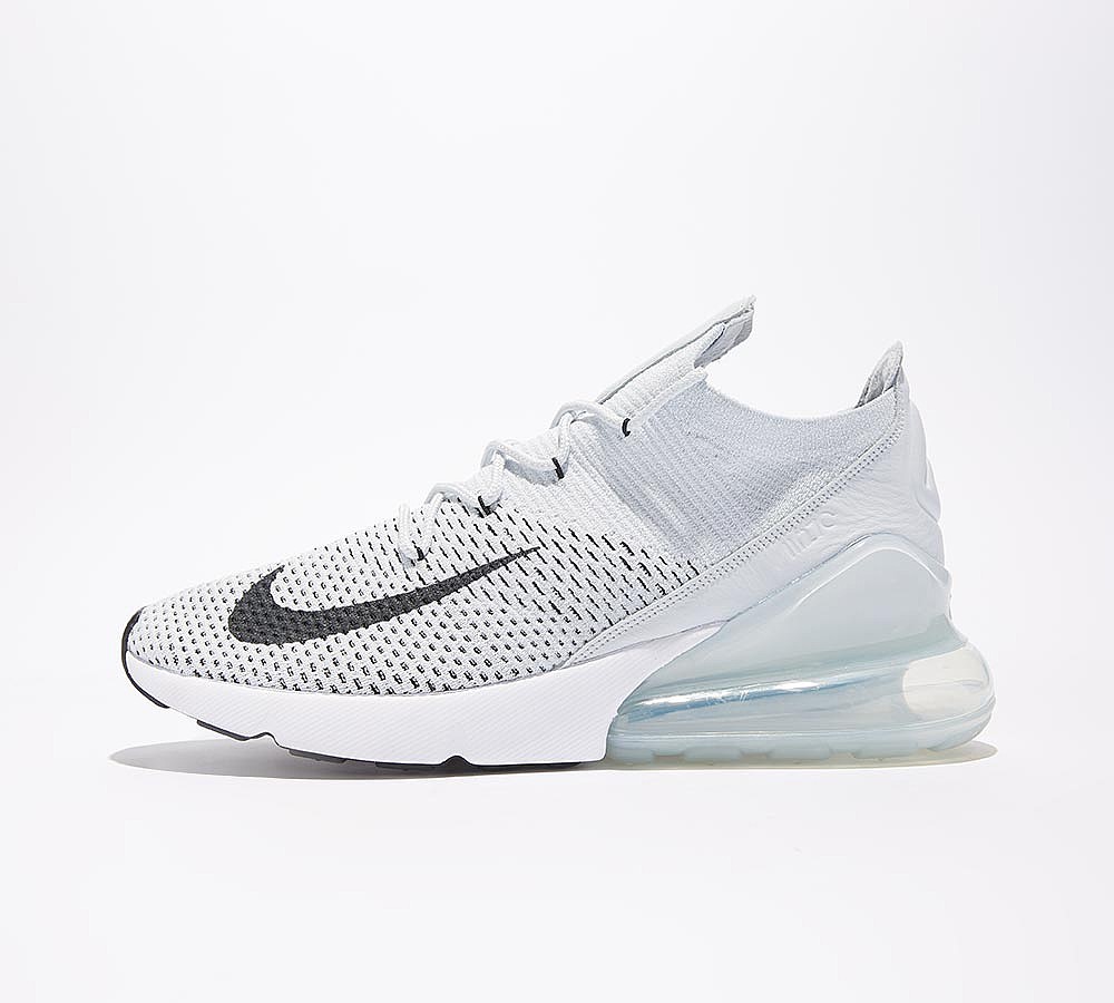 Nike Air Max 270 Flyknit Trainer - Pure Platinum / Black / Dark Grey
