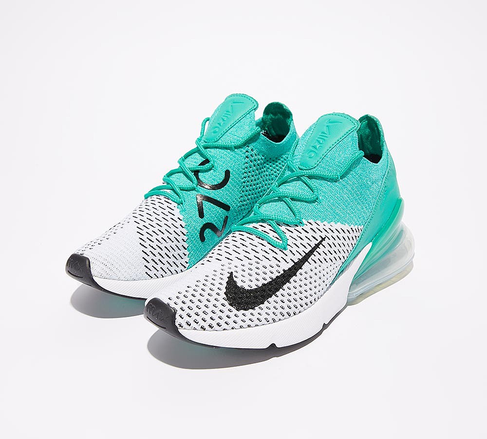 Nike Womens Air Max 270 Flyknit Trainer - Clear Emerald / Black