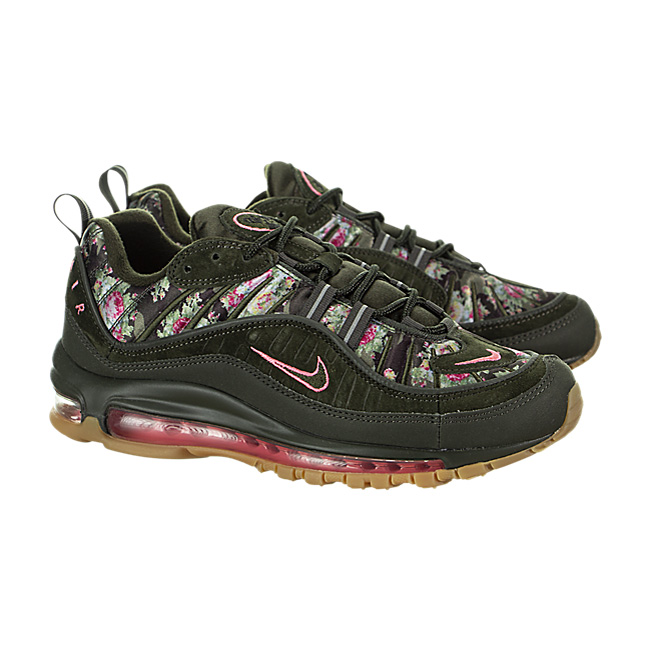 Nike Women Air Max 98 - Sequoia / Metallic Black-Sunset Pulse