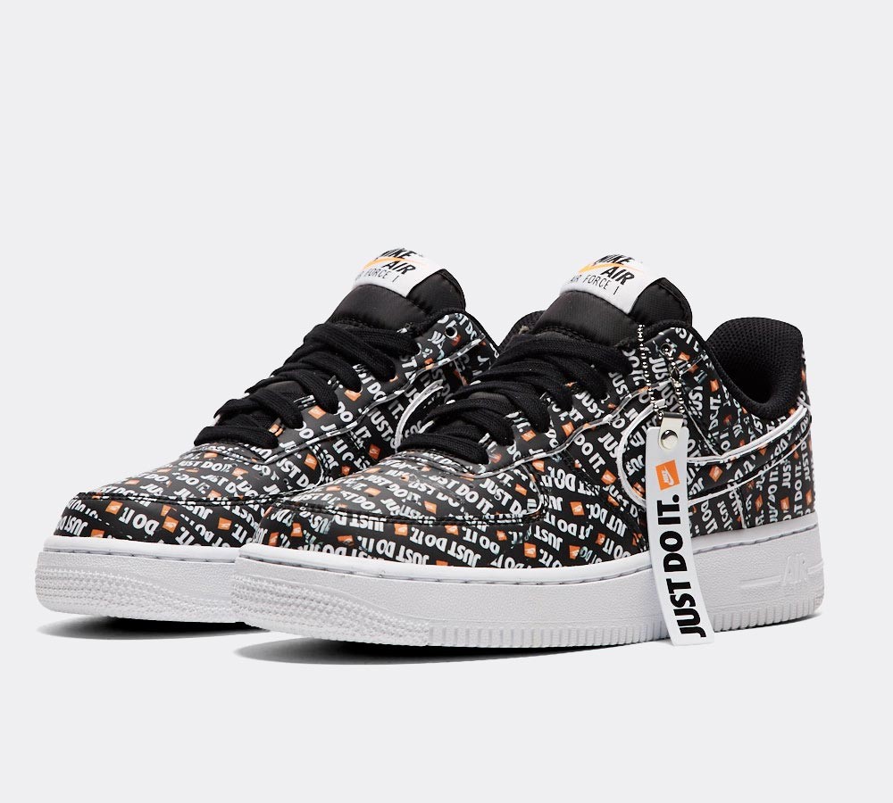 Nike Womens Air Force 1 '07 LV8 'JDI' Trainer - Black / White / Total Orange