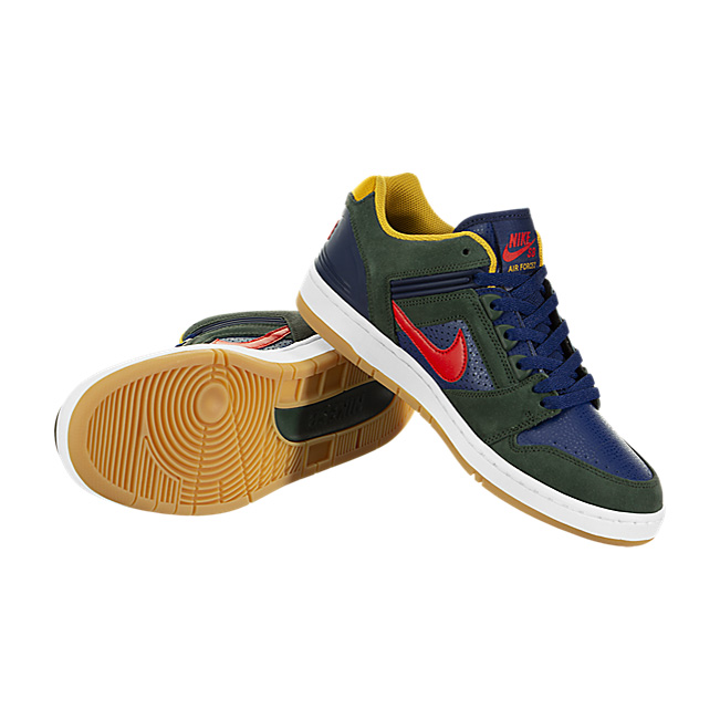 Nike SB Air Force II Low - Midnight Green / Habanero Red-Navy