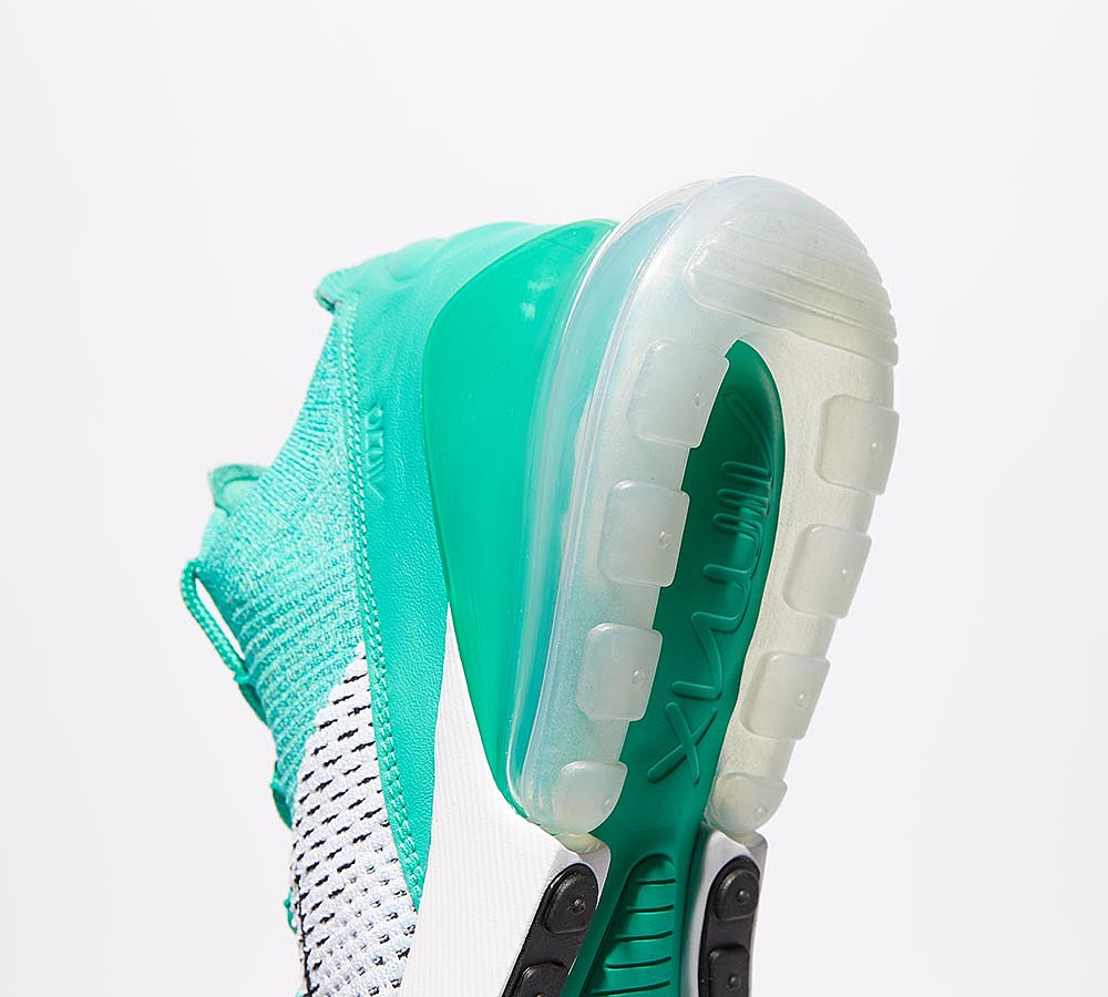 Nike Womens Air Max 270 Flyknit Trainer - Clear Emerald / Black