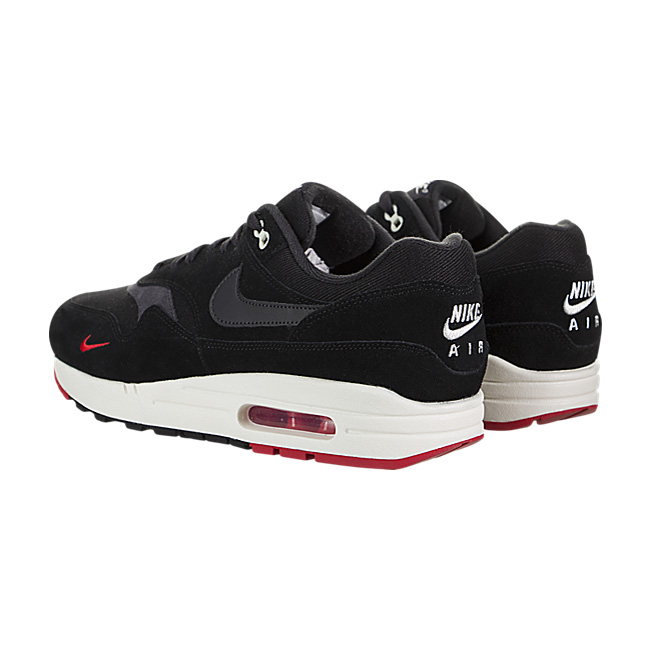 Nike Air Max 1 Premium - Black / Oil Grey-University Red