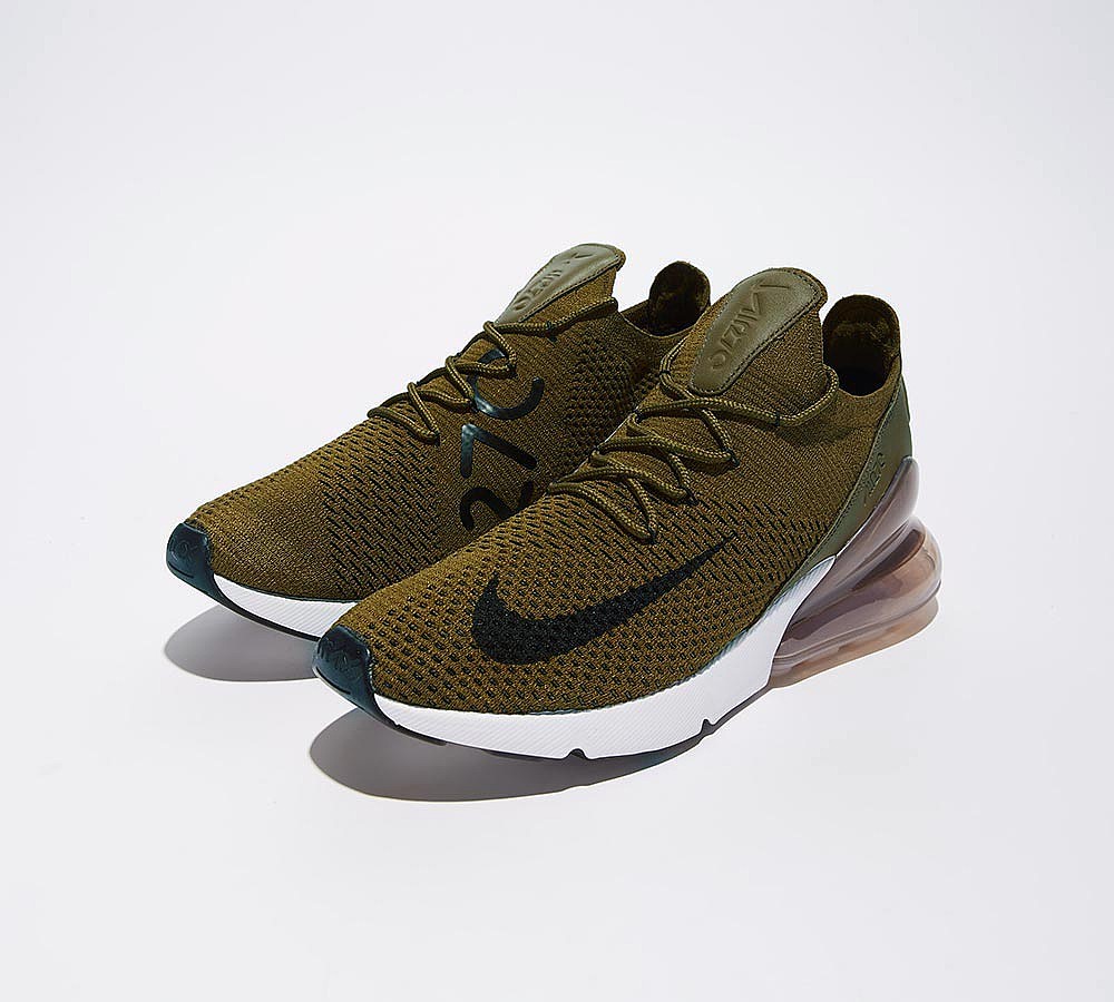 Nike Air Max 270 Flyknit Trainer - Olive / Black