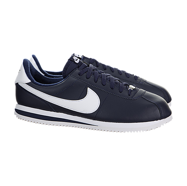 Nike Cortez Basic Leather - Obsidian / Metallic Silver-White