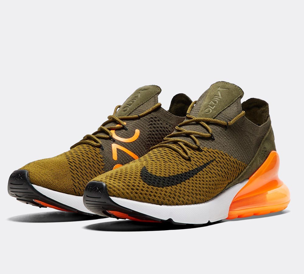 Nike Air Max 270 Flyknit Trainer - Olive Flak / Black