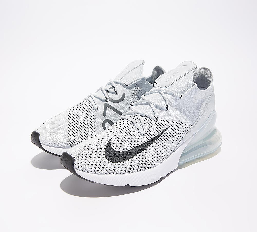 Nike Air Max 270 Flyknit Trainer - Pure Platinum / Black / Dark Grey
