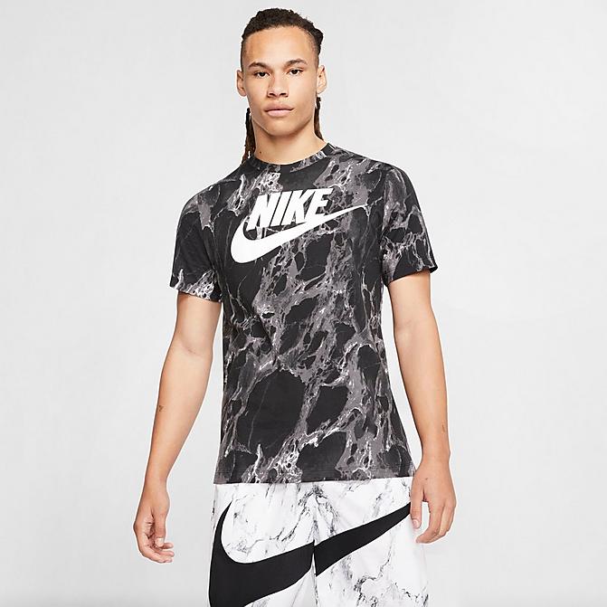 Men's Nike Swoosh Allover Marble Print Basketball T-Shirt