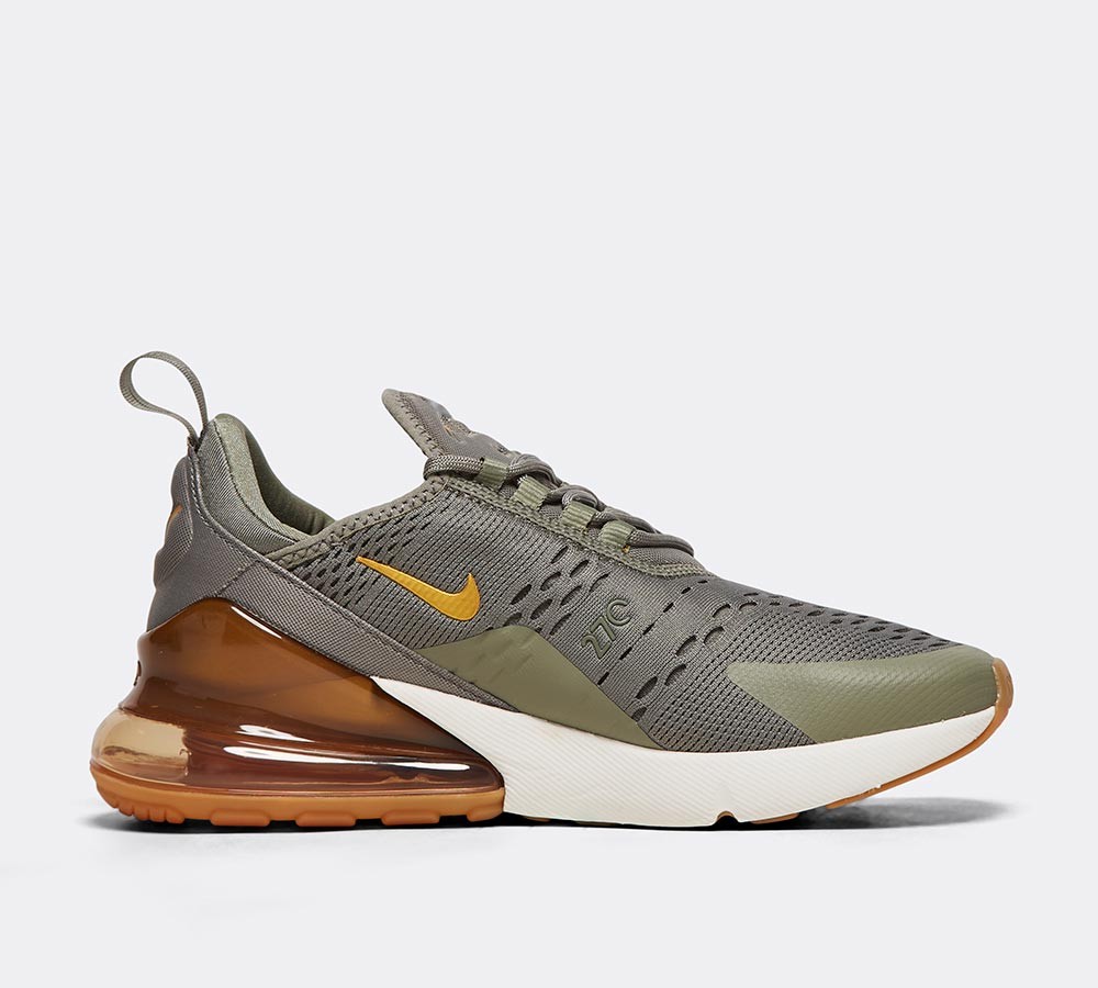 Nike Womens Air Max 270 Trainer - Dark Stucco / Metallic Gold