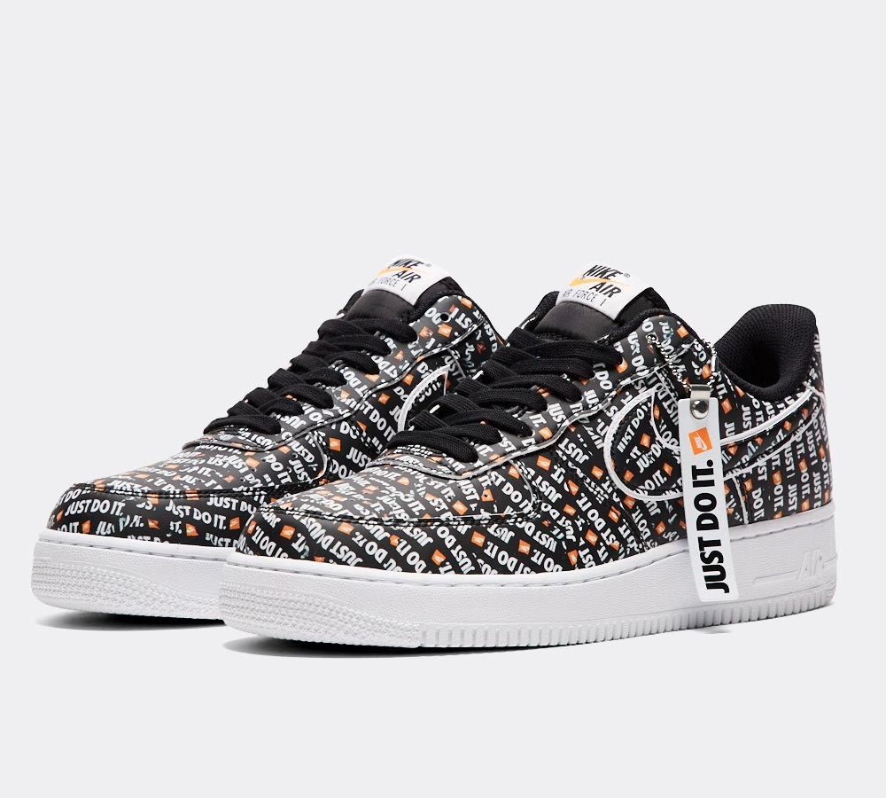 Nike Air Force 1 '07 LV8 'JDI' Trainer - Black / White / Total Orange