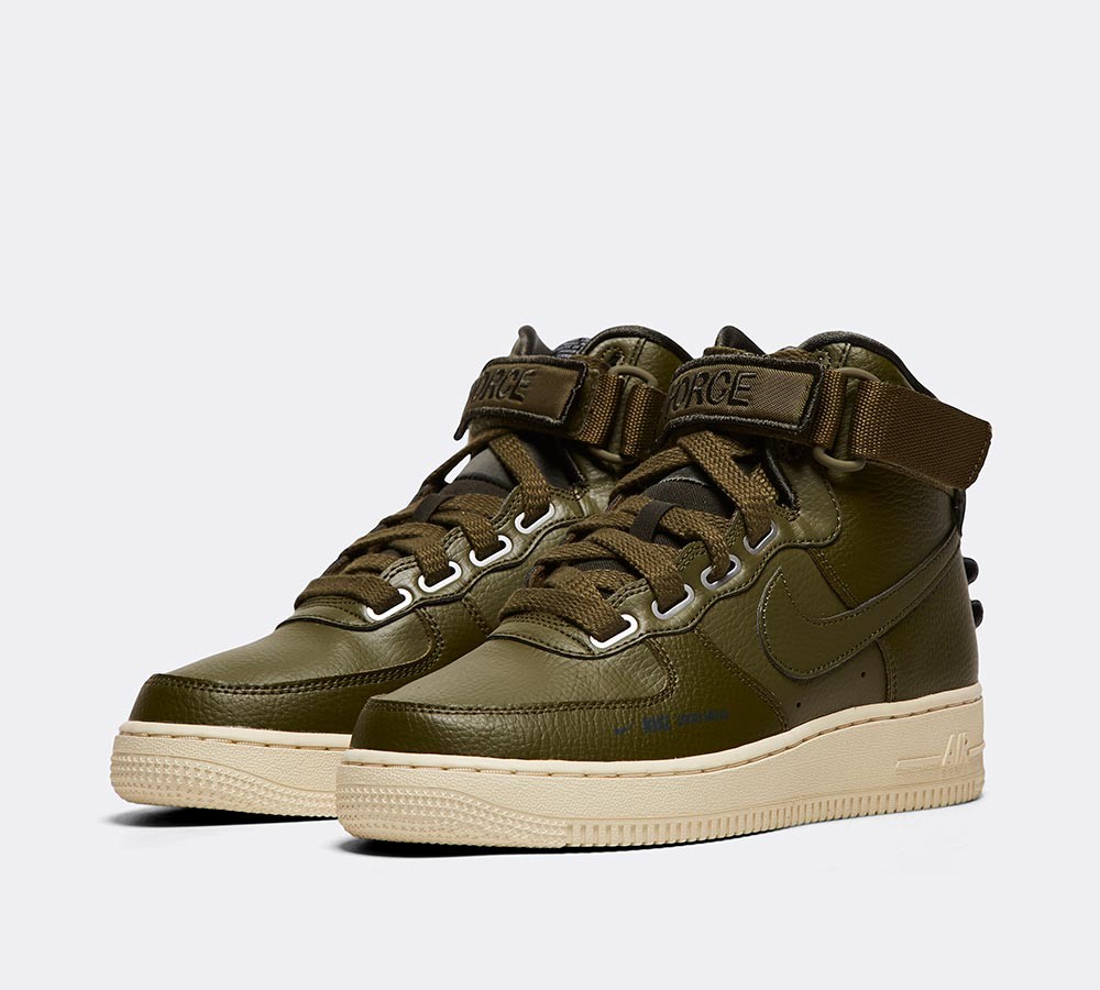 Nike Womens Air Force 1 High Utility Trainer - Olive Canvas / Olive Canvas