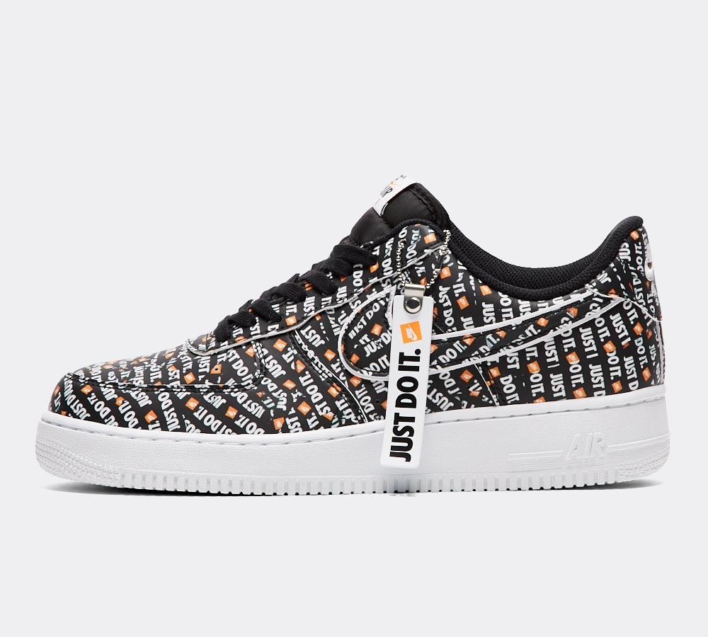 Nike Air Force 1 '07 LV8 'JDI' Trainer - Black / White / Total Orange
