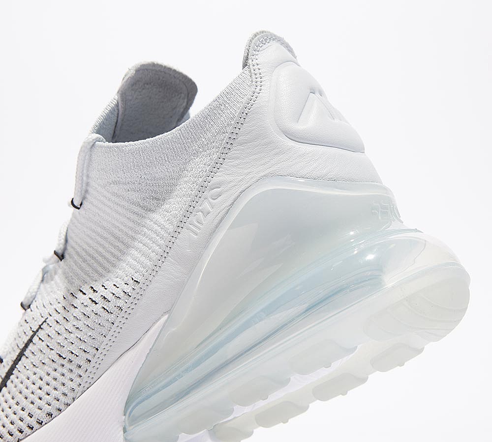 Nike Air Max 270 Flyknit Trainer - Pure Platinum / Black / Dark Grey