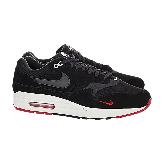 Nike Air Max 1 Premium - Black / Oil Grey-University Red