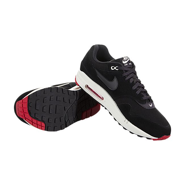 Nike Air Max 1 Premium - Black / Oil Grey-University Red
