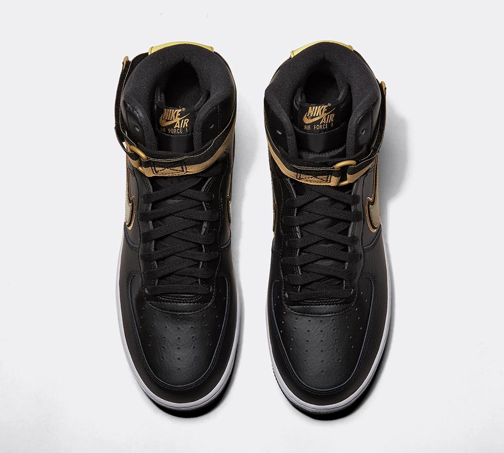 Nike Air Force 1 High '07 LV8 Sport Trainer - Black / Metallic Gold / White