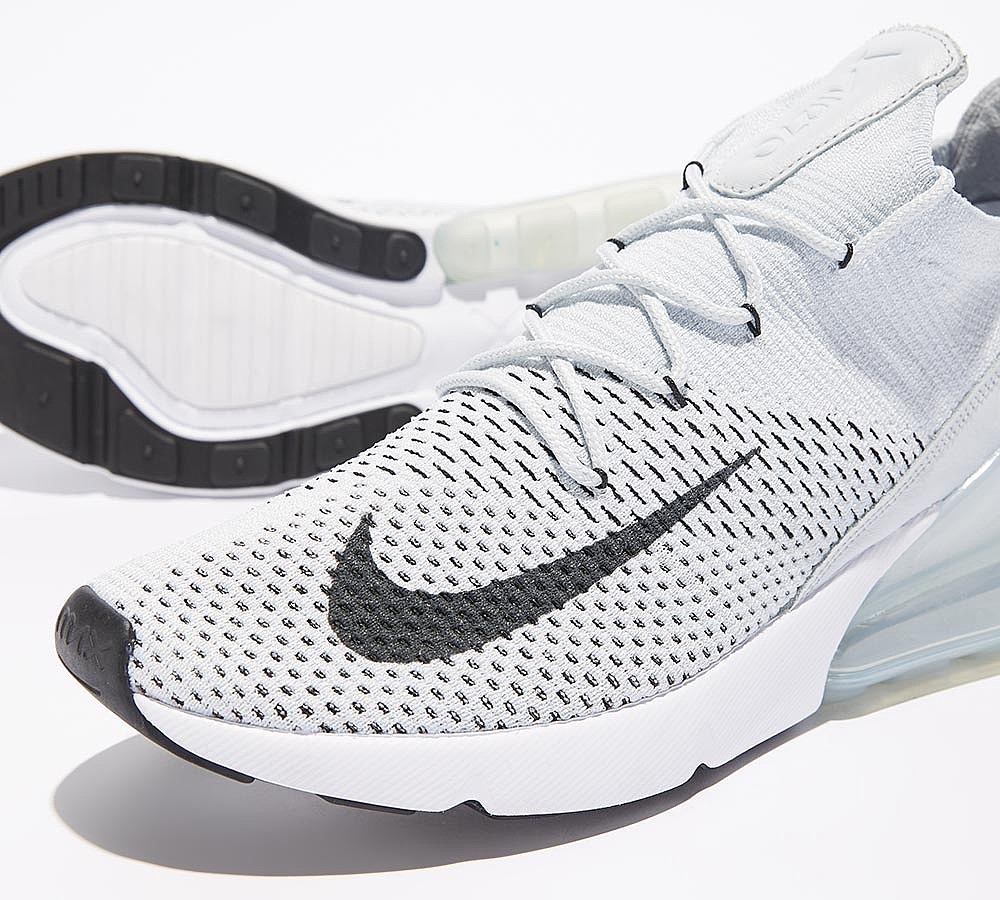 Nike Air Max 270 Flyknit Trainer - Pure Platinum / Black / Dark Grey