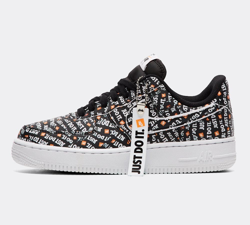 Nike Womens Air Force 1 '07 LV8 'JDI' Trainer - Black / White / Total Orange
